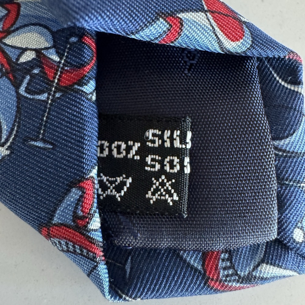 Salvatore Ferragamo Silk Necktie Navy Blue Red Equestrian Horse Jockey Classic - Picture 4 of 6